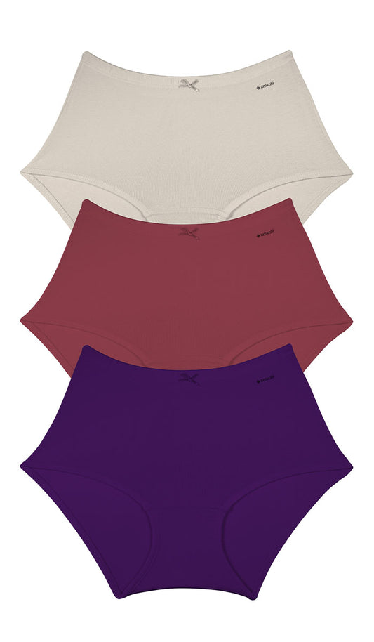 Cotton Inner Elastic Full Brief Solid Pack of 3 XXL / CBM25 - amanté Panty Pack