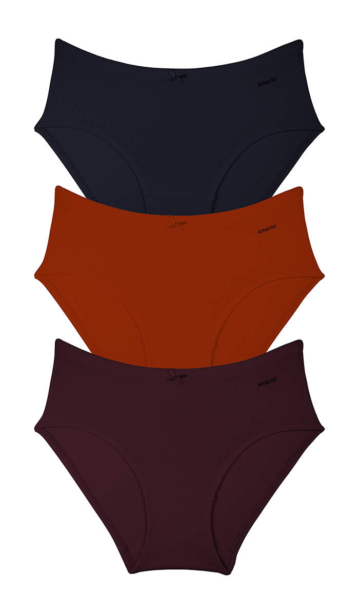 Cotton Inner Elastic Hipster Solid Pack of 3 - amanté Panty Pack - Image 1 of 1