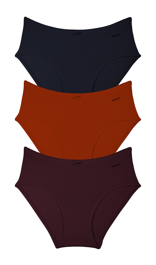 Cotton Inner Elastic Hipster Solid Pack of 3 - amanté Panty Pack