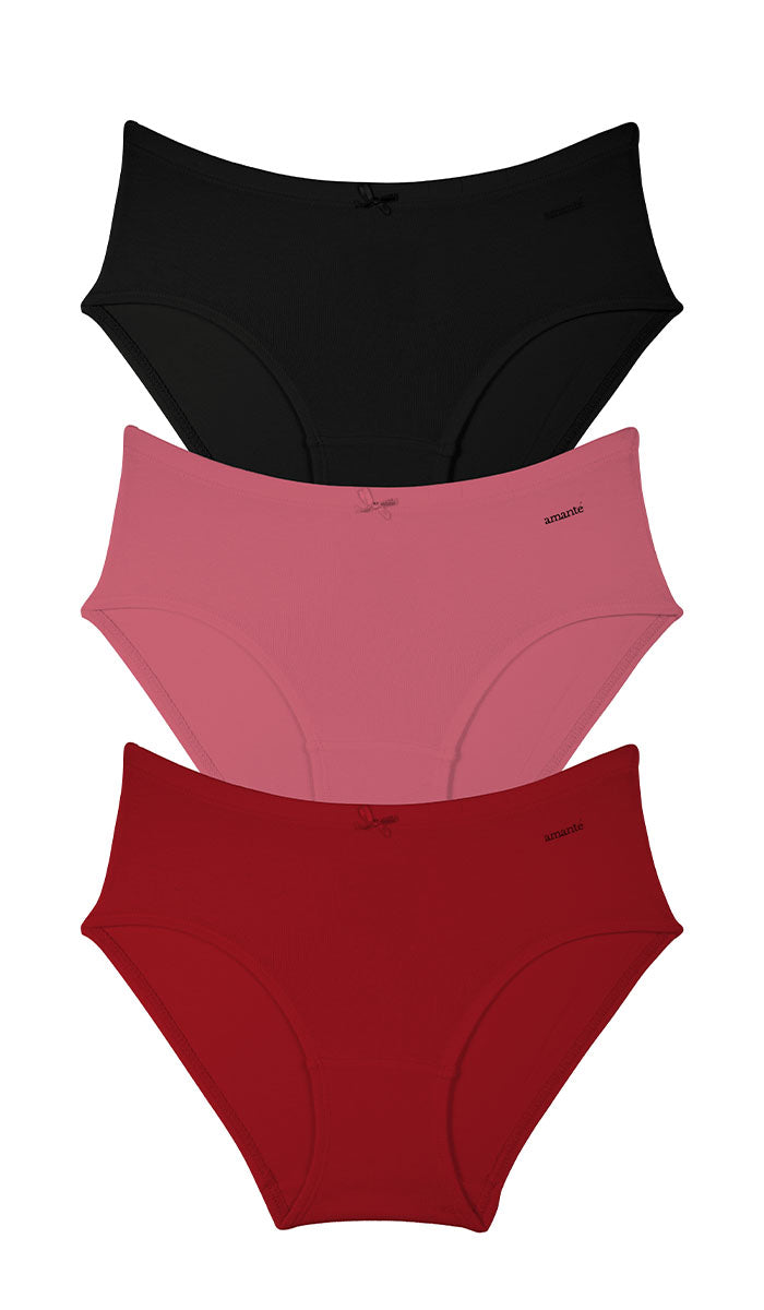 Cotton Inner Elastic Hipster Solid Pack of 3 XXL / CBM27 - amanté Panty Pack