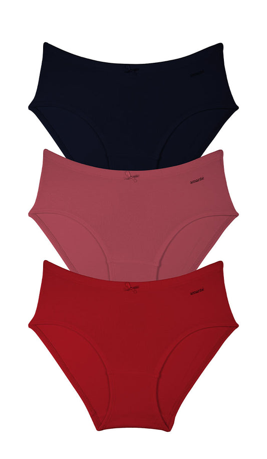 Cotton Inner Elastic Hipster Solid Pack of 3 S / CBM29 - amanté Panty Pack