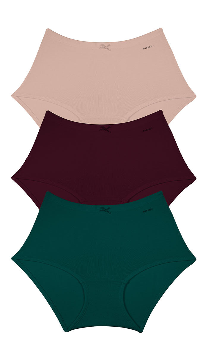 Cotton Inner Elastic Full Brief Solid Pack of 3 S / CBM2 - amanté Panty Pack