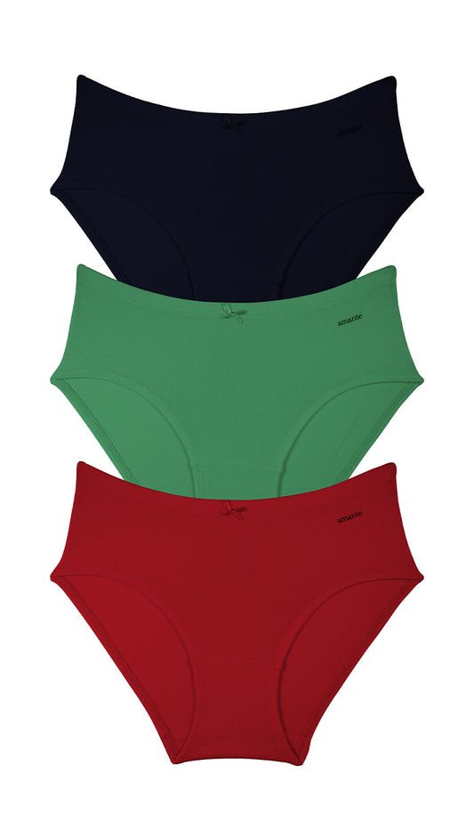 Cotton Inner Elastic Hipster Solid Pack of 3 S / CBM30 - amanté Panty Pack