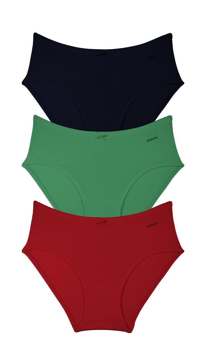 Cotton Inner Elastic Hipster Solid Pack of 3 S / CBM30 - amanté Panty Pack
