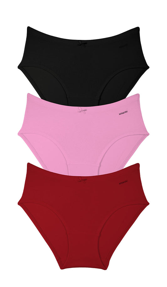 Cotton Inner Elastic Hipster Solid Pack of 3 XL / CBM31 - amanté Panty Pack