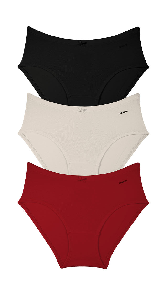 Cotton Inner Elastic Hipster Solid Pack of 3 XL / CBM32 - amanté Panty Pack