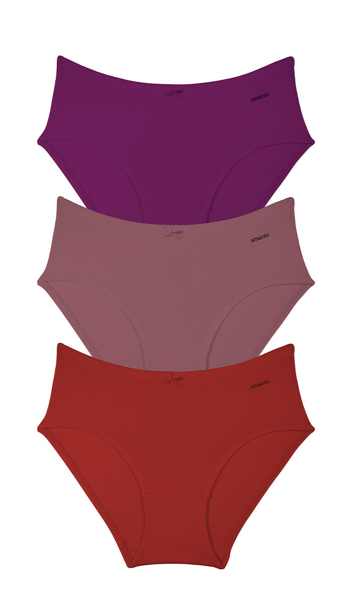 Cotton Inner Elastic Hipster Solid Pack of 3 XL / CBM34 - amanté Panty Pack