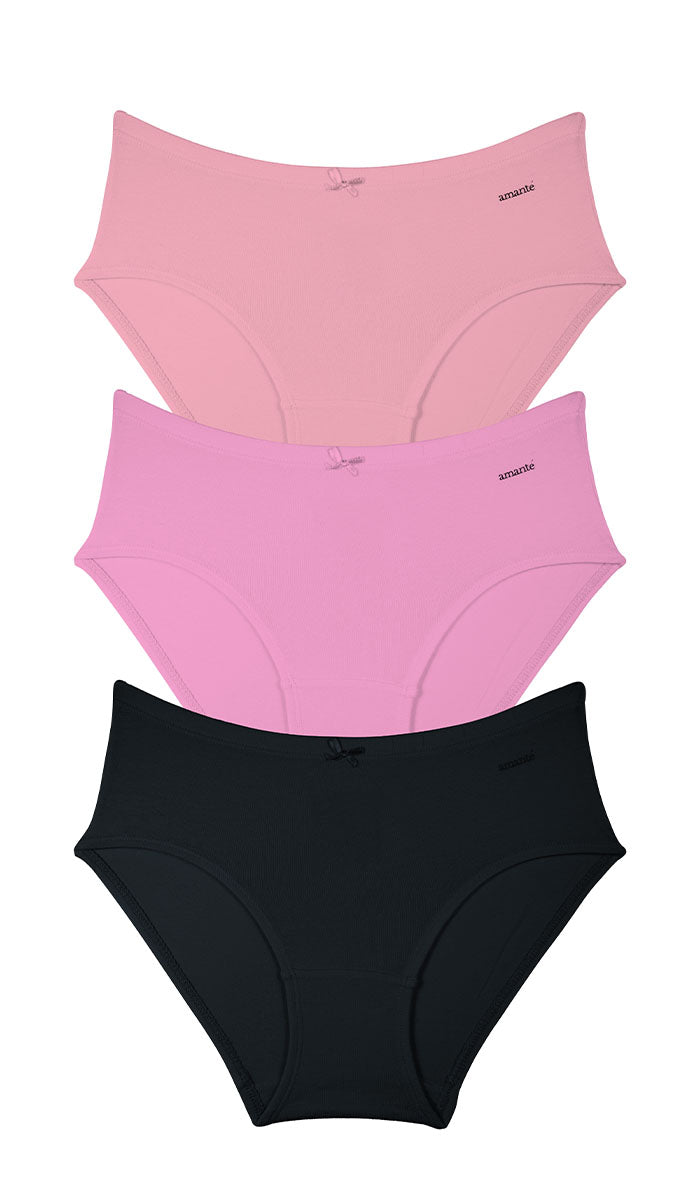 Cotton Inner Elastic Hipster Solid Pack of 3 M / CBM36 - amanté Panty Pack