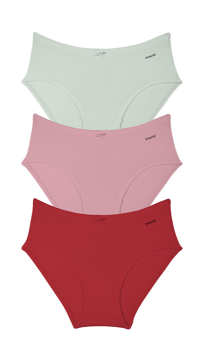Cotton Inner Elastic Hipster Solid Pack of 3 M / CBM37 - amanté Panty Pack