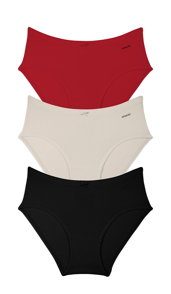 Cotton Inner Elastic Hipster Solid Pack of 3 M / CBM38 - amanté Panty Pack