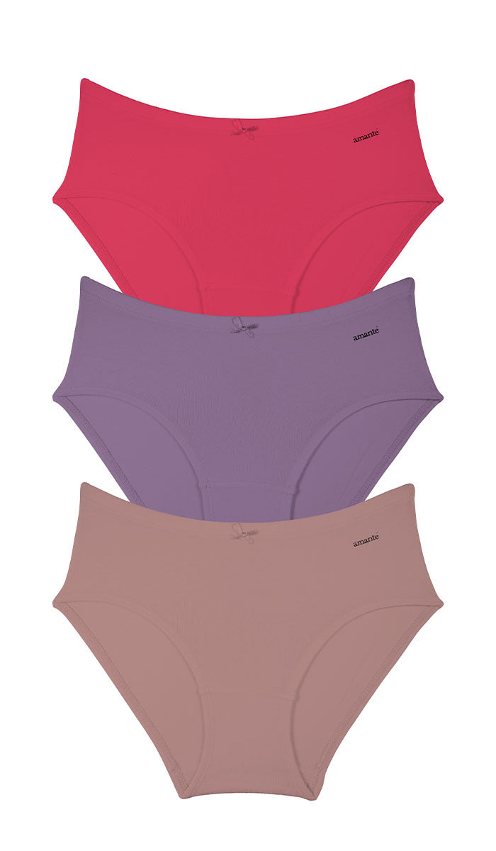 Cotton Inner Elastic Hipster Solid Pack of 3 M / CBM39 - amanté Panty Pack