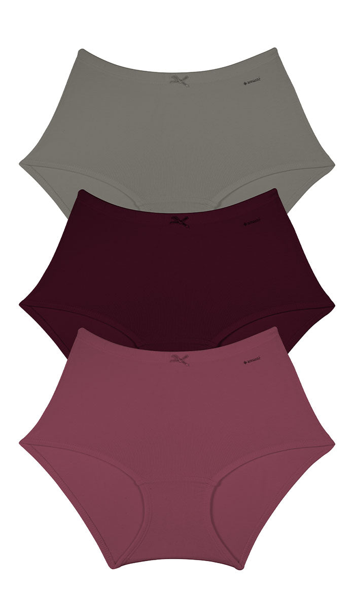 Cotton Inner Elastic Full Brief Solid Pack of 3 S / CBM3 - amanté Panty Pack