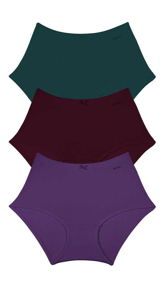Cotton Inner Elastic Full Brief Solid Pack of 3 S / CBM4 - amanté Panty Pack