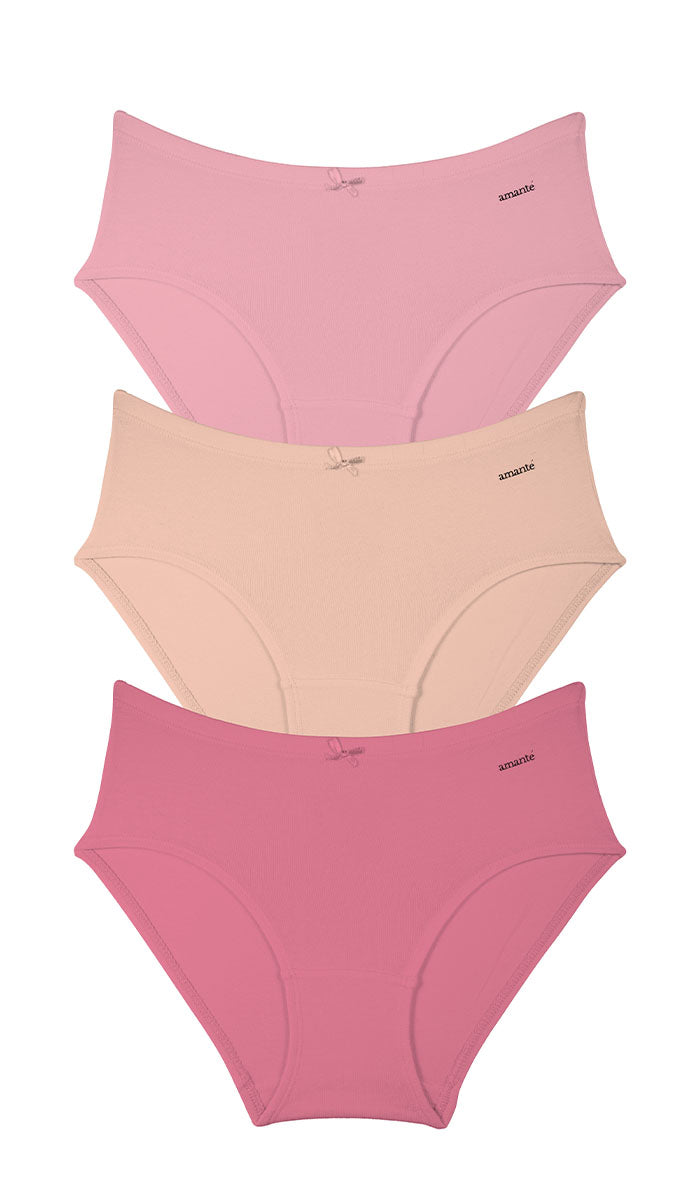 Cotton Inner Elastic Hipster Solid Pack of 3 M / CBM40 - amanté Panty Pack