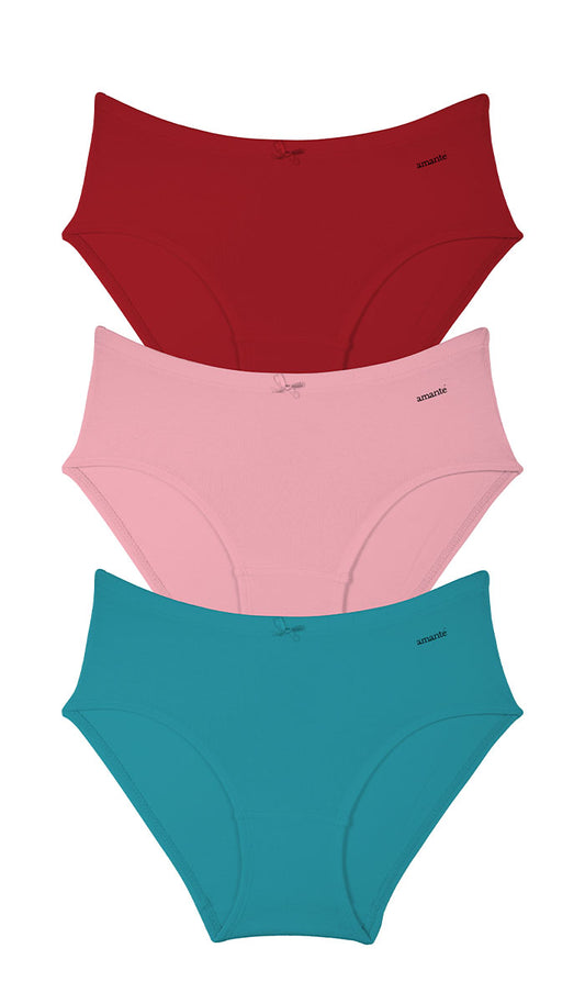 Cotton Inner Elastic Hipster Solid Pack of 3 L / CBM41 - amanté Panty Pack