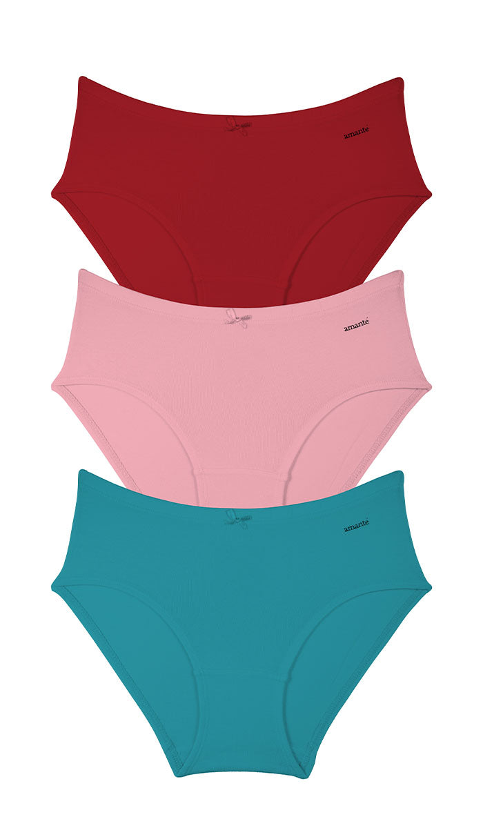 Cotton Inner Elastic Hipster Solid Pack of 3 L / CBM41 - amanté Panty Pack