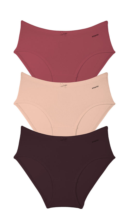 Cotton Inner Elastic Hipster Solid Pack of 3 L / CBM42 - amanté Panty Pack