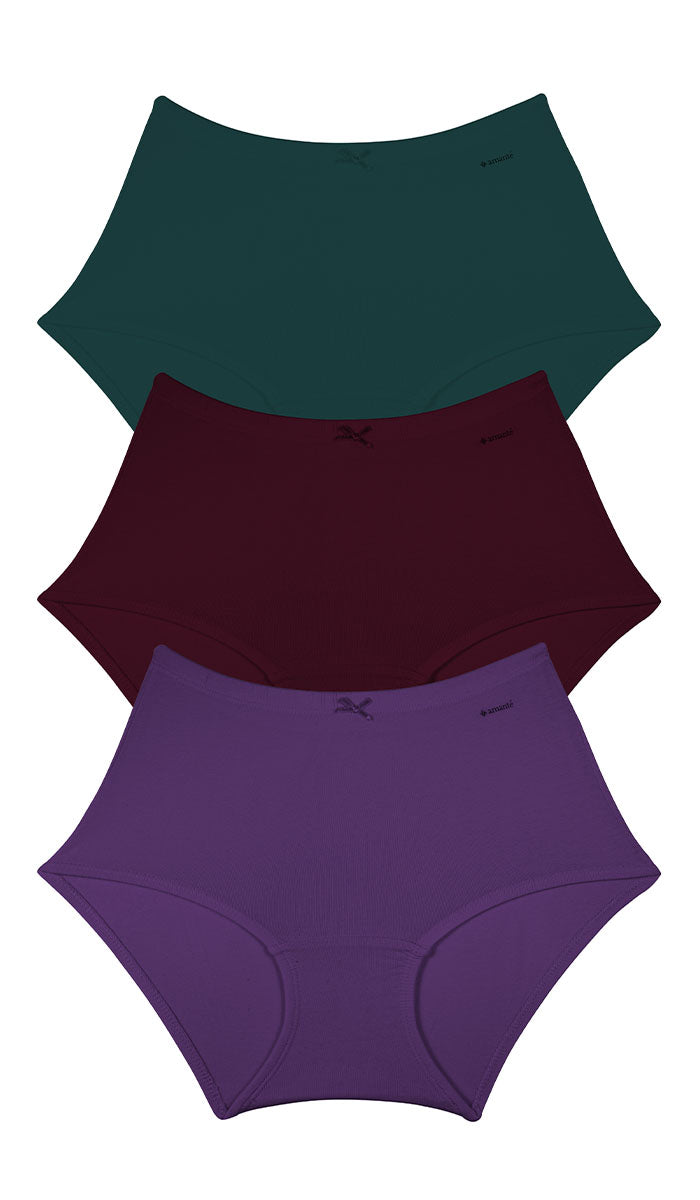 Cotton Inner Elastic Full Brief Solid Pack of 3 S / CBM4 - amanté Panty Pack