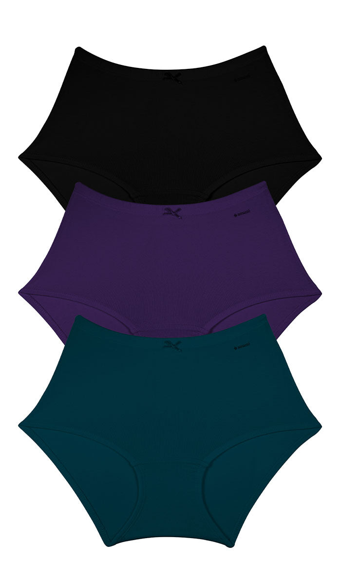 Cotton Inner Elastic Full Brief Solid Pack of 3 M / CBM5 - amanté Panty Pack