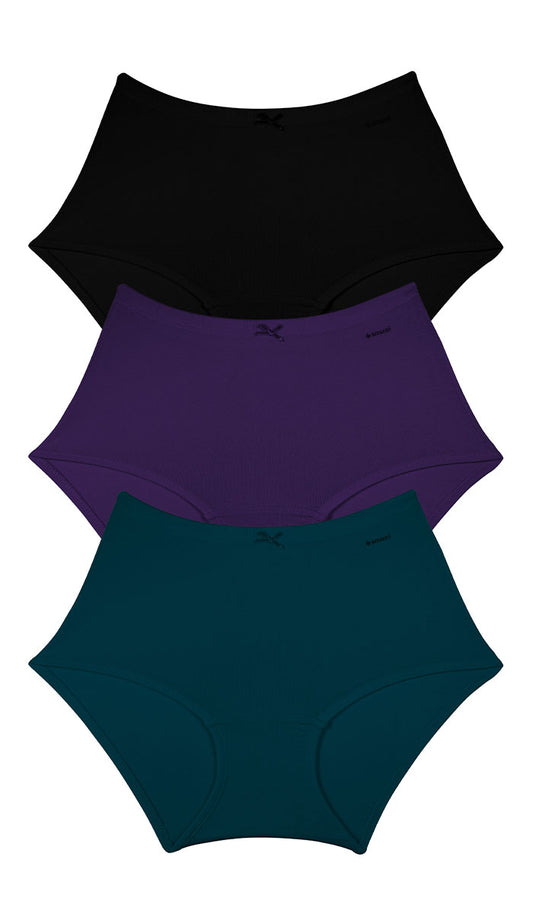 Cotton Inner Elastic Full Brief Solid Pack of 3 M / CBM5 - amanté Panty Pack