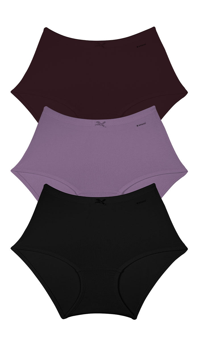 Cotton Inner Elastic Full Brief Solid Pack of 3 M / CBM6 - amanté Panty Pack