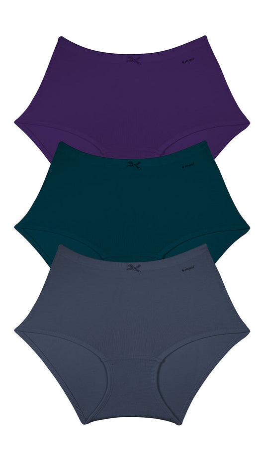 Cotton Inner Elastic Full Brief Solid Pack of 3 M / CBM7 - amanté Panty Pack