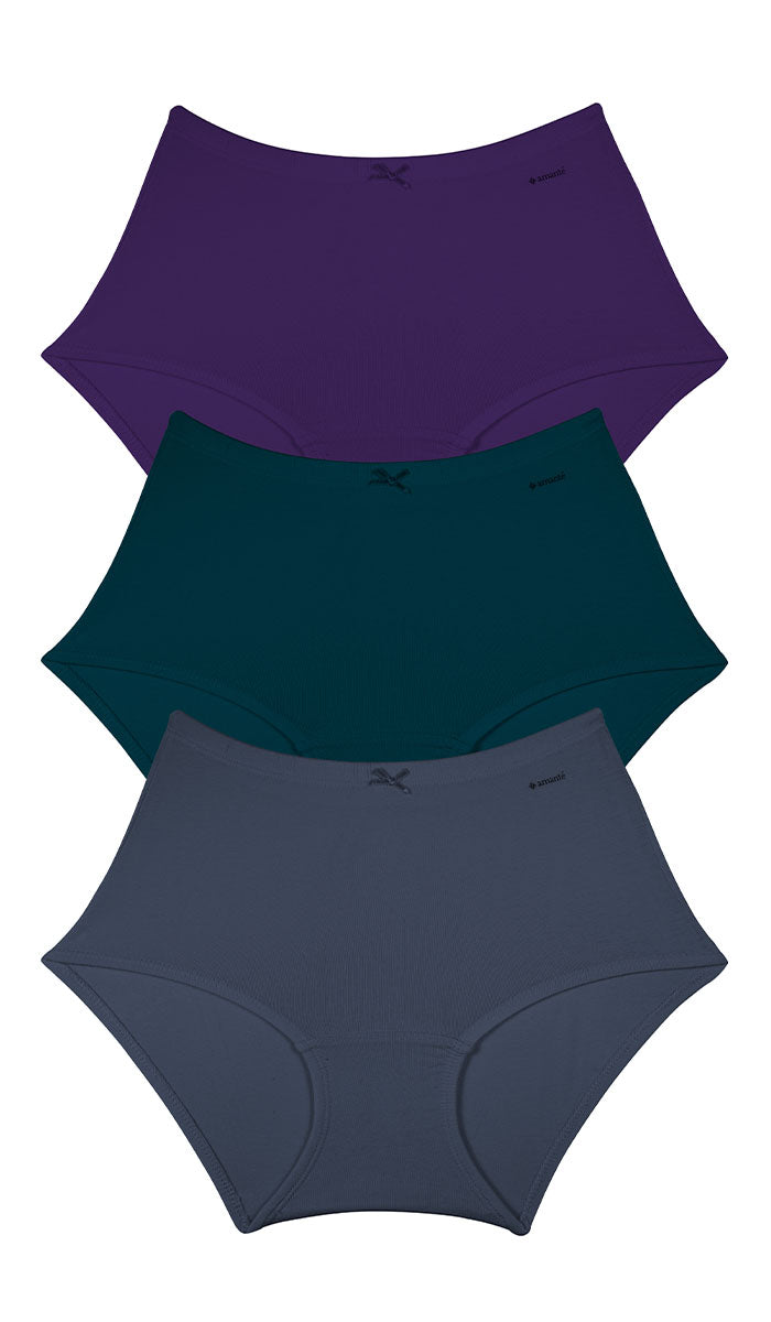 Cotton Inner Elastic Full Brief Solid Pack of 3 M / CBM7 - amanté Panty Pack