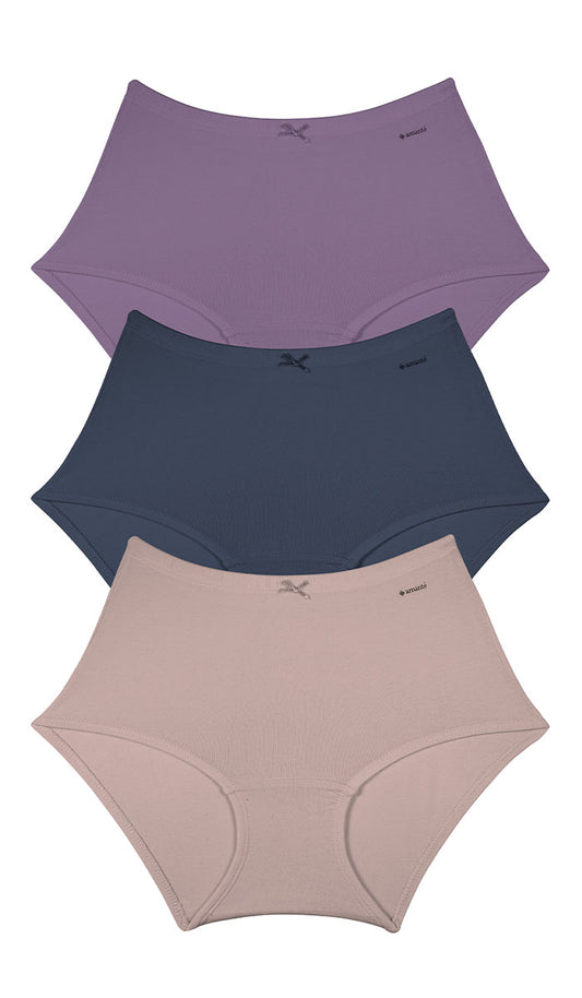 Cotton Inner Elastic Full Brief Solid Pack of 3 M / CBM8 - amanté Panty Pack
