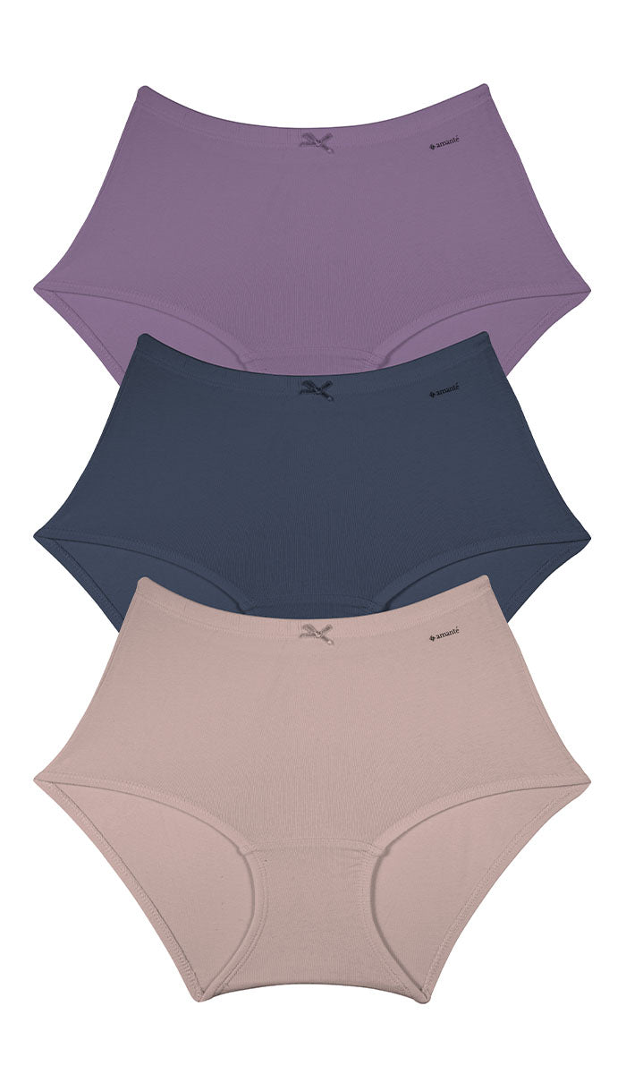 Cotton Inner Elastic Full Brief Solid Pack of 3 M / CBM8 - amanté Panty Pack