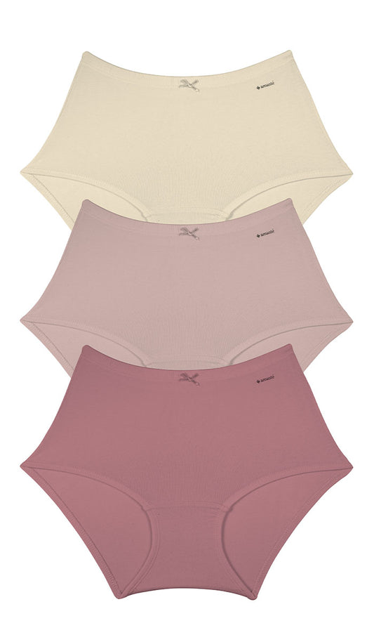 Cotton Inner Elastic Full Brief Solid Pack of 3 M / CBM9 - amanté Panty Pack