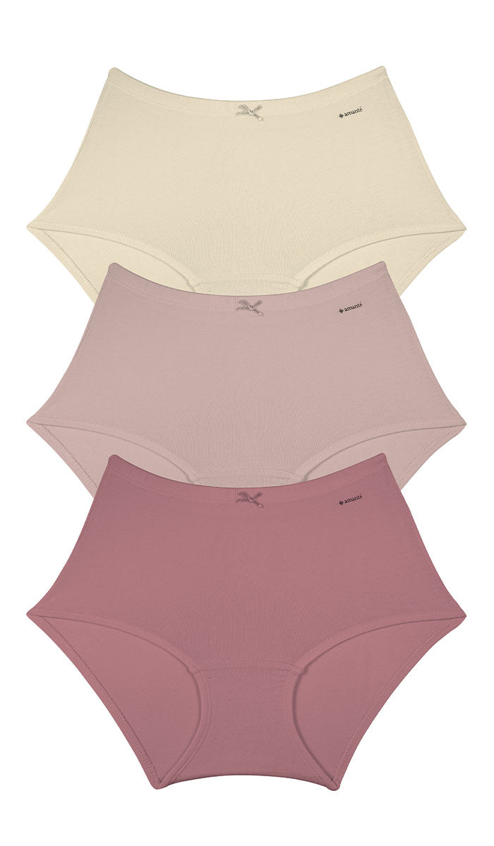 Cotton Inner Elastic Full Brief Solid Pack of 3 M / CBM9 - amanté Panty Pack