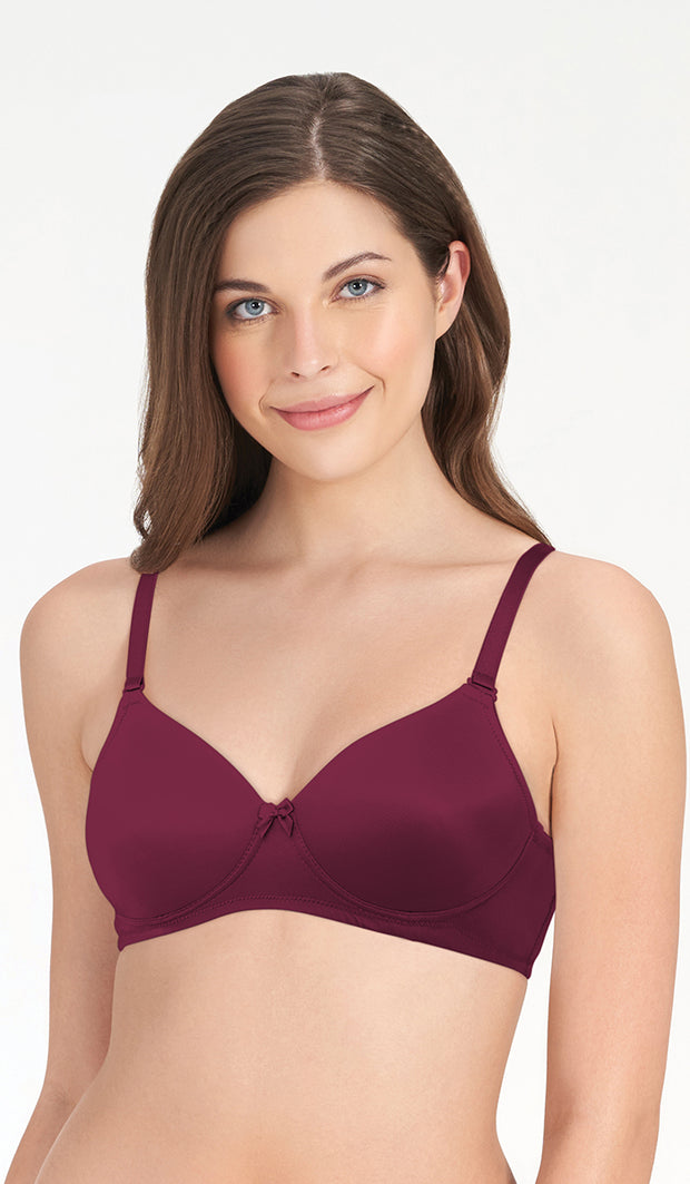 Smooth Charm Non- Wired Bra 32B / Red Plum - amanté Bra