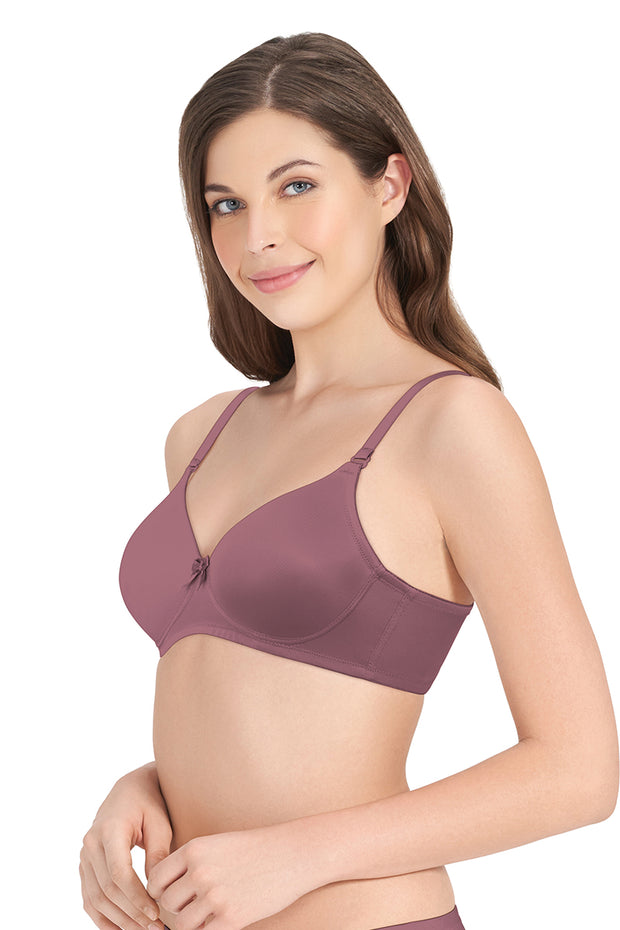 Buy Amante Satin Edge Padded Wired High Coverage Bra - Pink (40C) Online