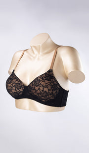 Floral Lace T-Shirt Bra 40C / Black-Sandalwood - amanté Bra