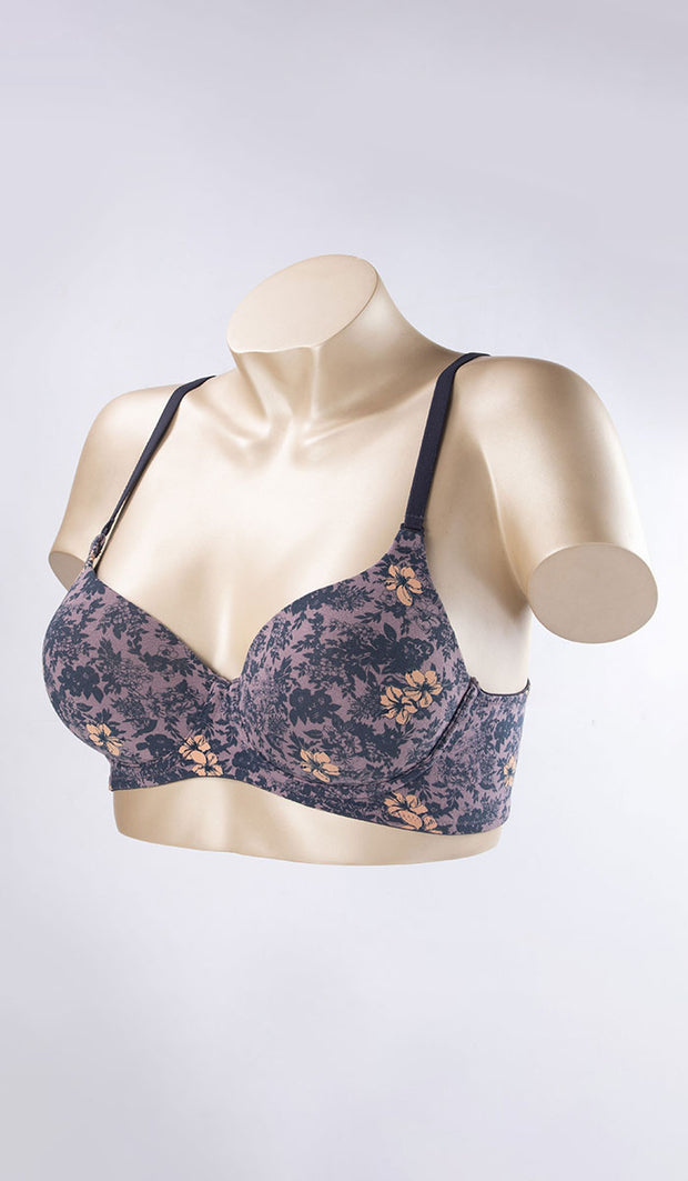 Cotton Floral T-Shirt Bra 32B / Shadow Floral Print - amanté Bra