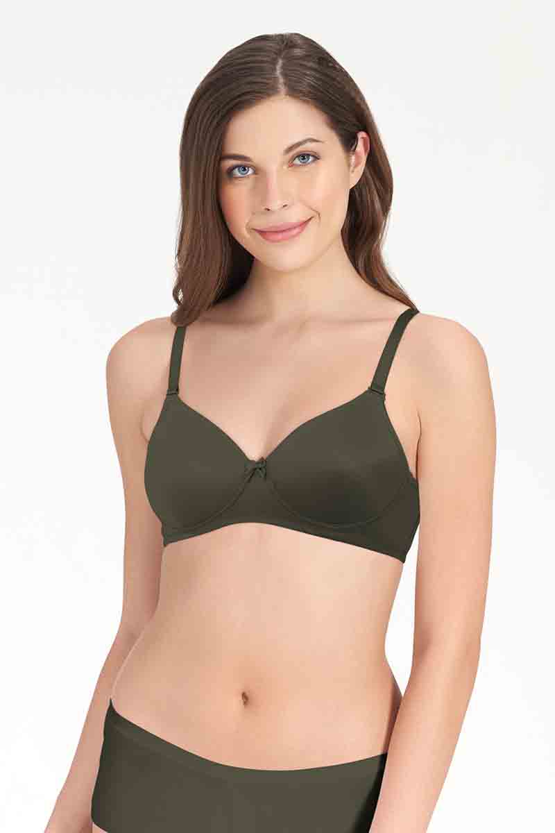 Smooth Charm Non-Wired Bra 32B / Olive Night - amanté Bra
