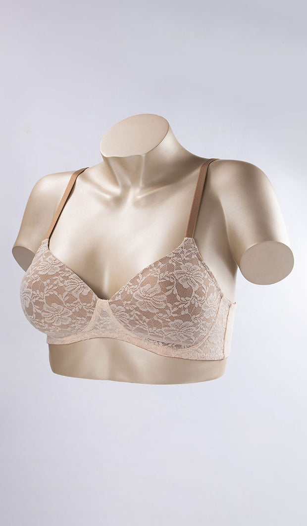 Floral Lace T-Shirt Bra 40C / Angel Wing-Sandalwood - amanté Bra