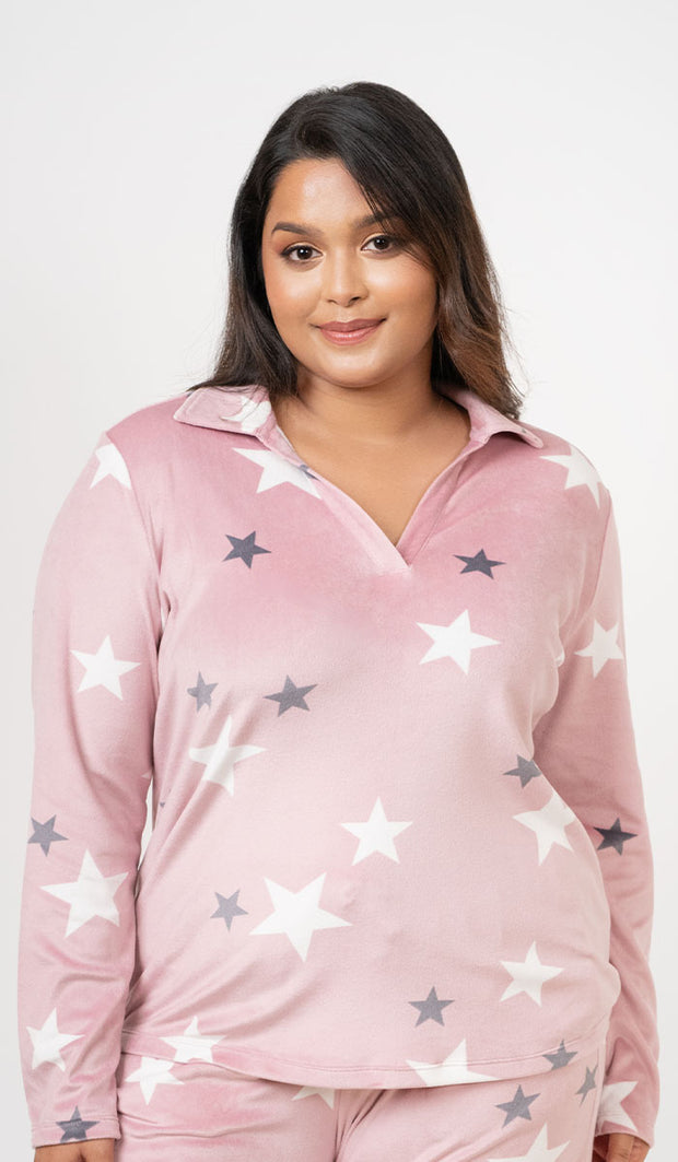 Velour Bliss Long Sleeve Shirt XXL / Stellar Charm Print - amanté Sleepwear