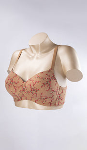 Cotton Floral T-Shirt Bra 32B / Sandalwood Blossom Print - amanté Bra