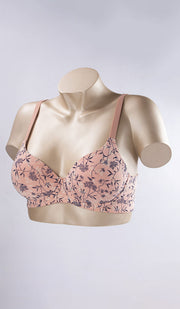 Cotton Floral T-Shirt Bra 40C / Grey Floral Print - amanté Bra