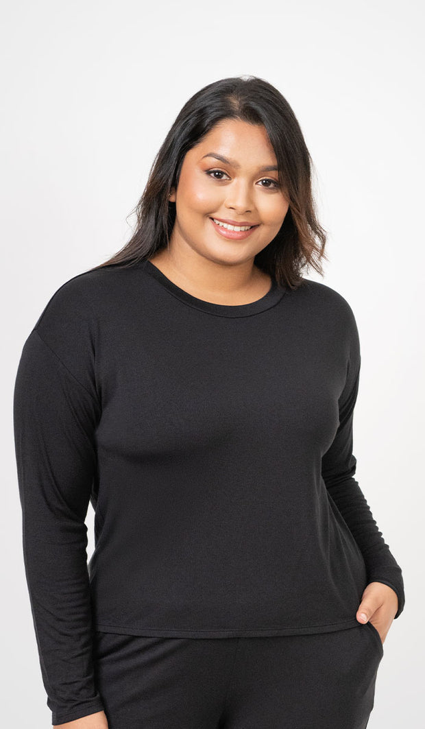 Classic Comfy Long Sleeve Tee L / Black - amanté Sleep