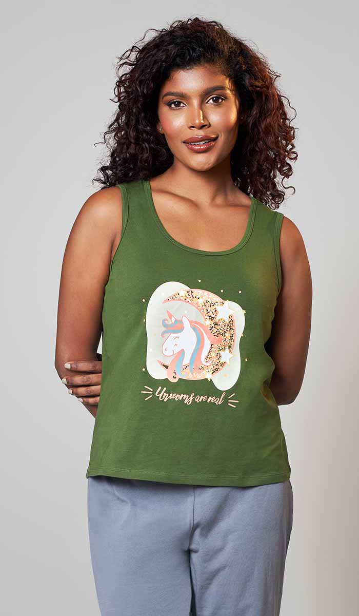 Cozy Comfies Sleep Tank S / Pesto - amanté Sleepwear