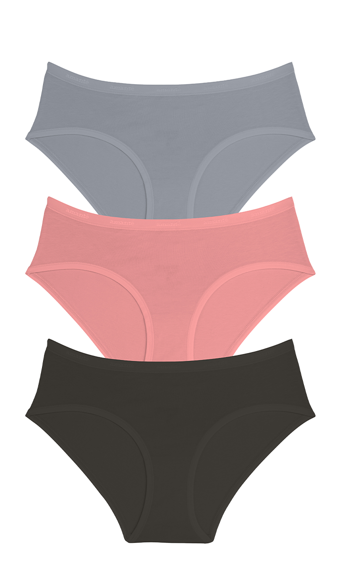 Cotton Hipster Brief Solid Pack of 3 S / C760 - amanté Panty Pack