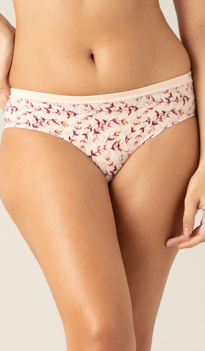 Satin Edge Panty L / Leaf Floral Print - amanté Panty