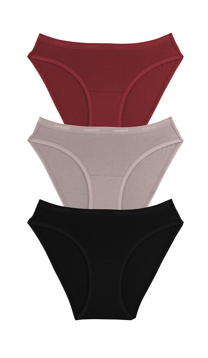 Cotton Bikini Brief Solid Pack of 3 L / C446 - amanté Panty