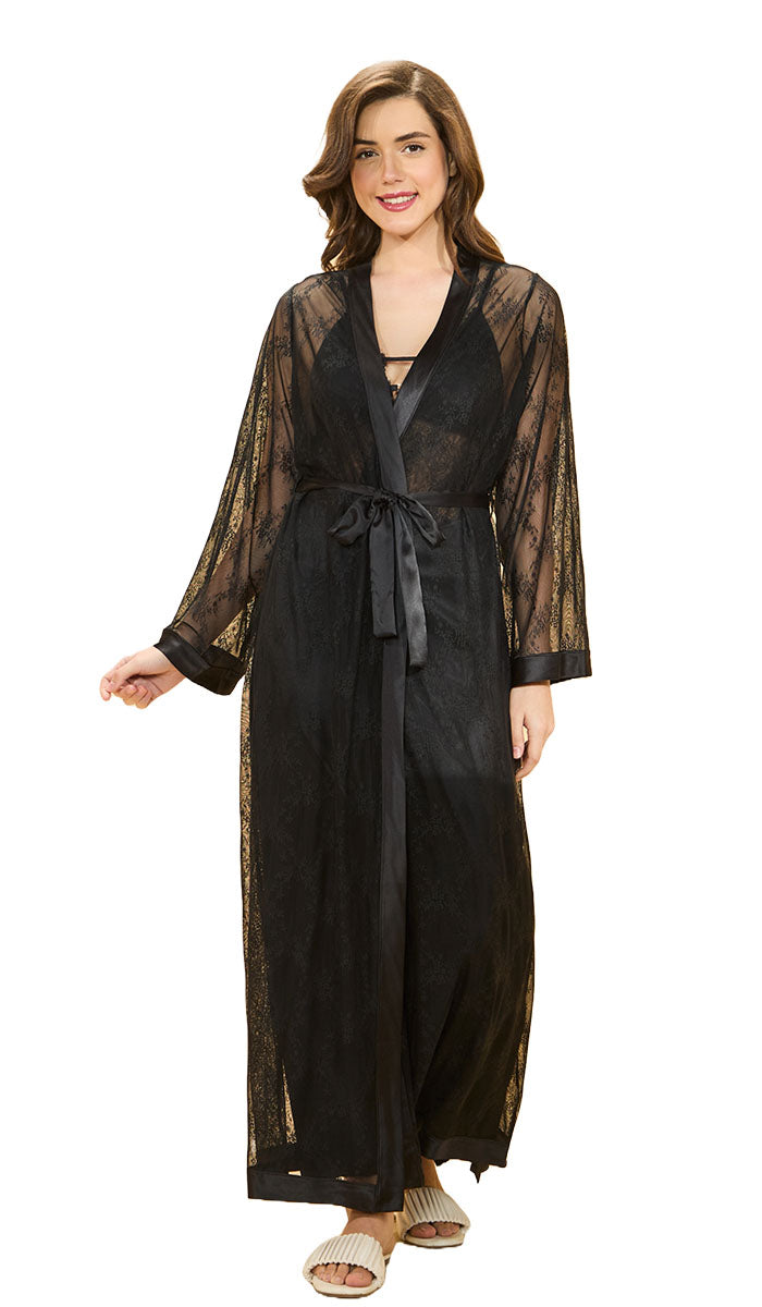 Amore Long Robe S / Black - amanté Sleepwear