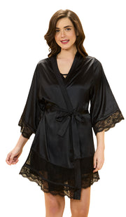 Amore Short Robe S / Black - amanté Sleepwear