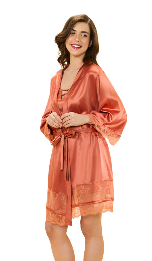 Amore Short Robe S / Copper Coin - amanté Sleepwear