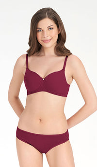 Essential Wirefree Padded Bra 32B / Red Plum - amanté Bra thumbnail 3