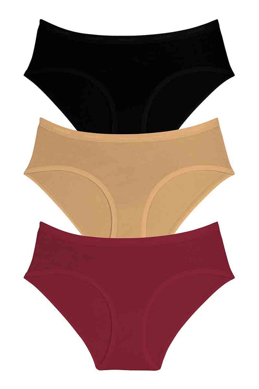 Cotton Hipster Brief Solid Pack of 3 S / Assorted - amanté Panty